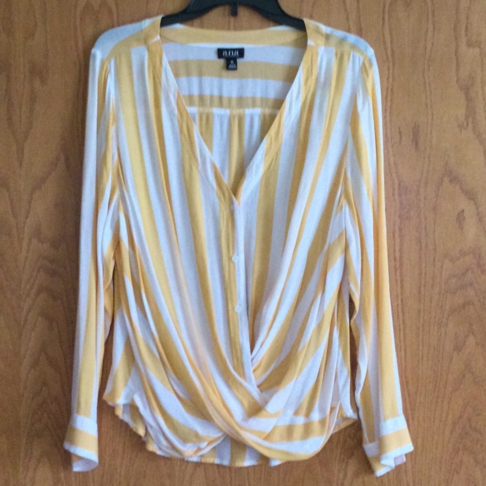 Long sleeve drape front top